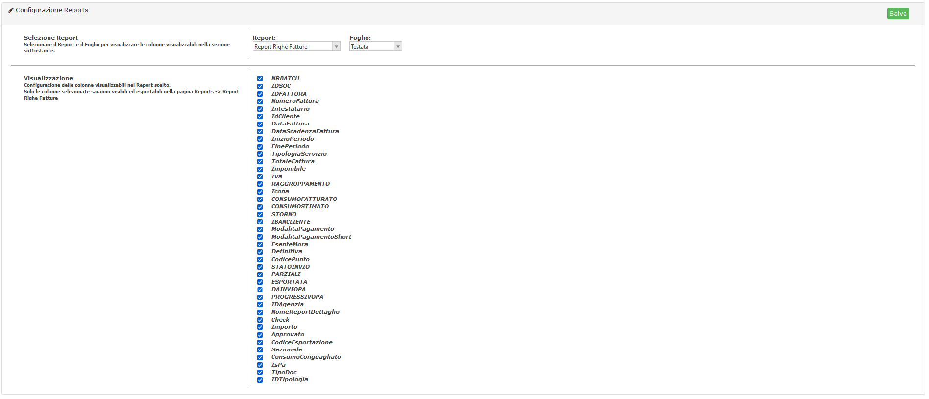 Configurazione Reports