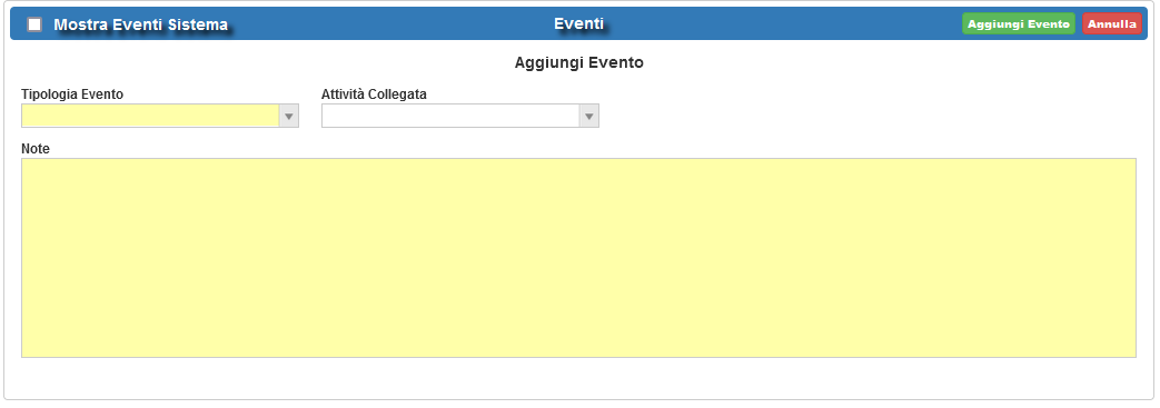 Opportunita - Aggiungi Evento