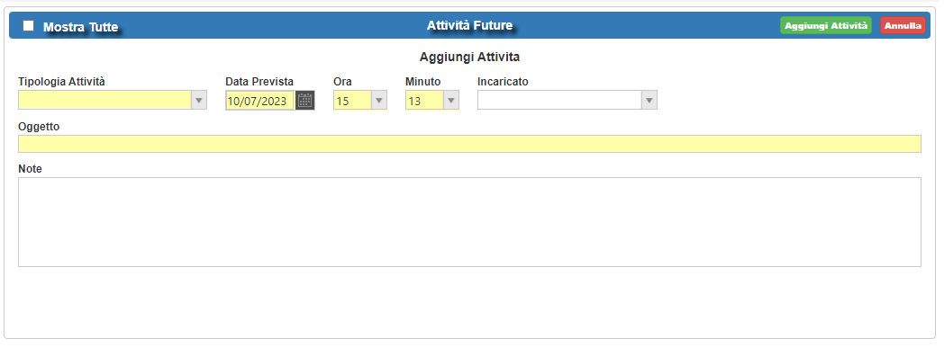 Opportunità - Aggiungi Attività Futura