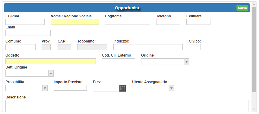 Opportunità Inserimento