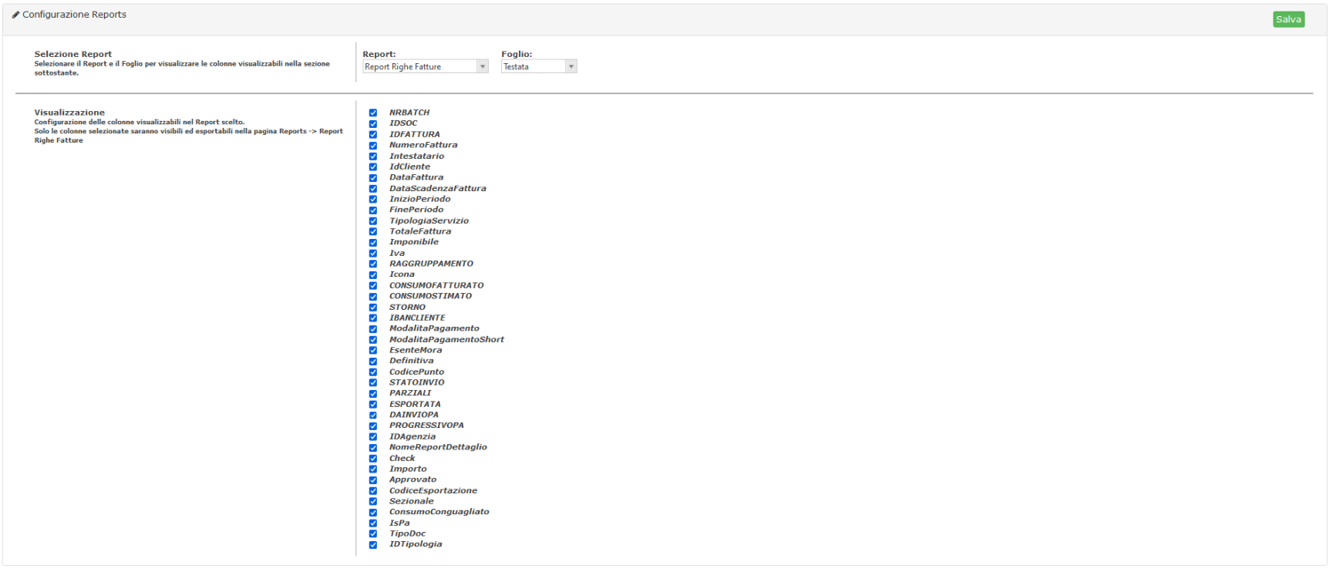 Configurazione Reports