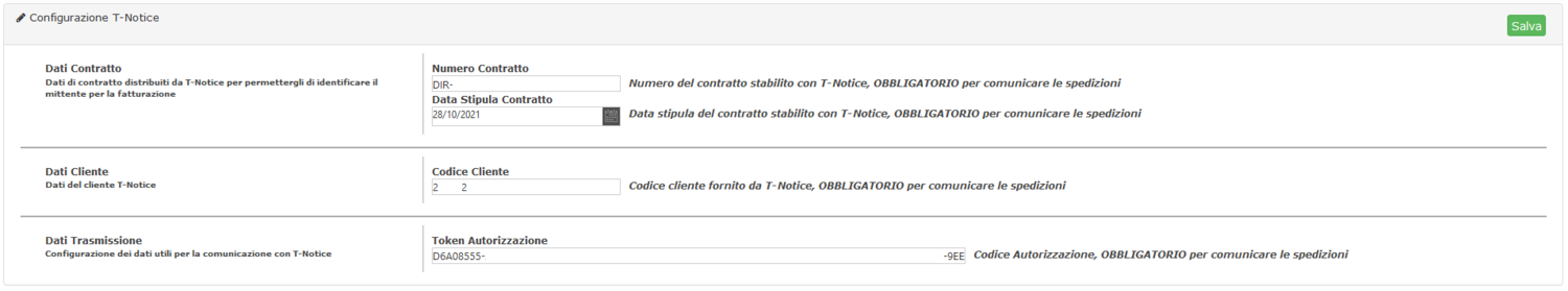 Configurazione T-Notice
