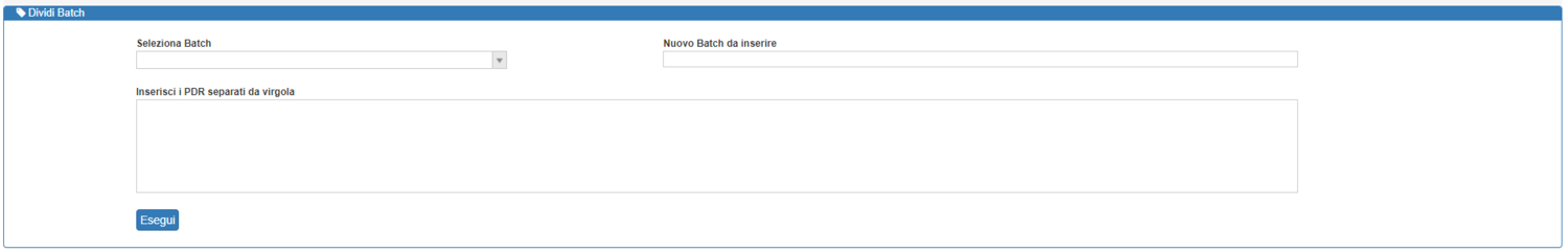 schermata di Dividi Batch