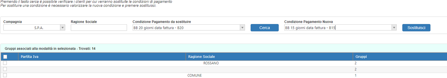 Modifica Condizioni Pagamento